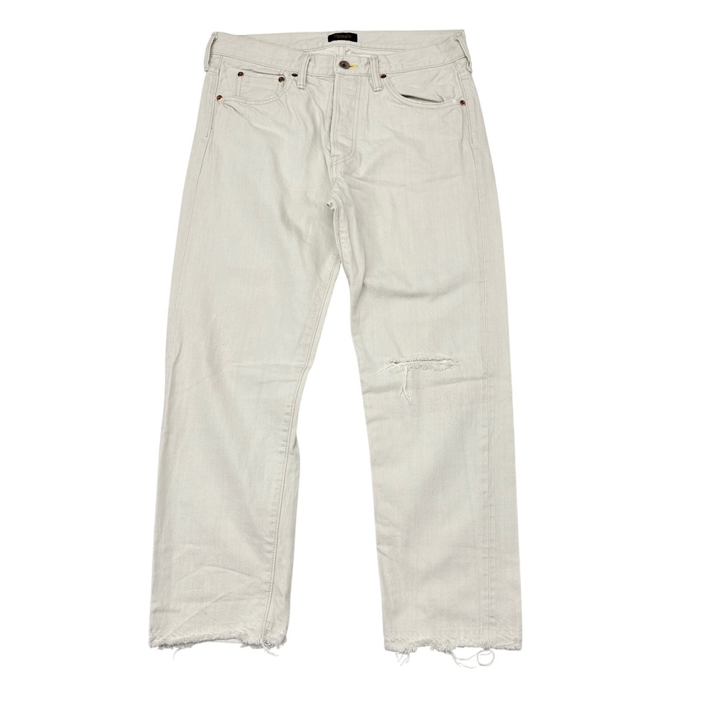 Chimala Selvedge Jeans Women's Size 28 White Distressed Made in Japan Button Fly